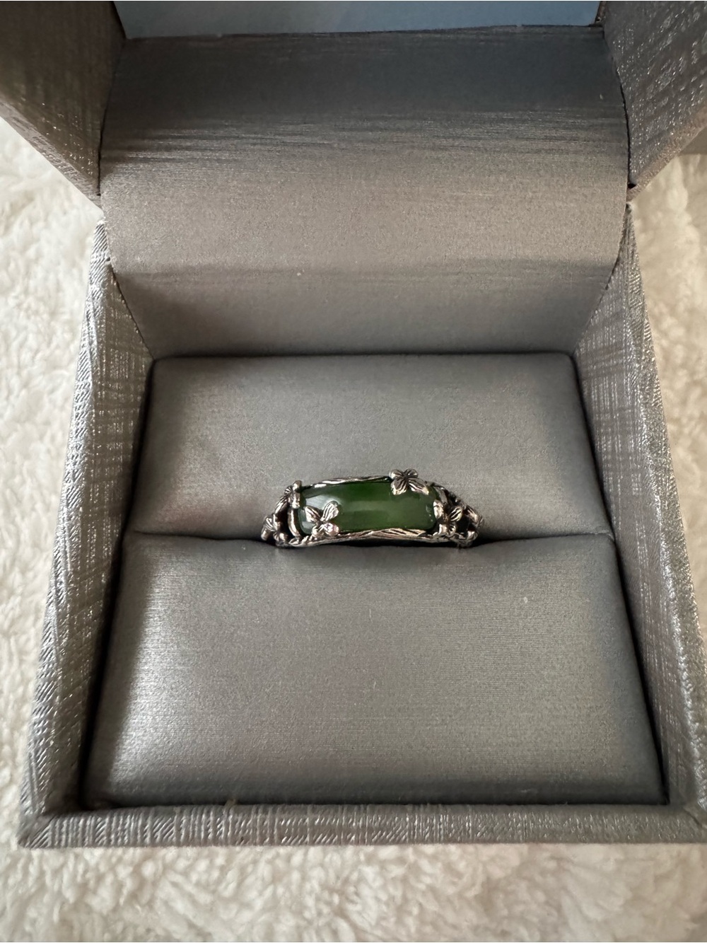 Butterfly Jade Silver Ring